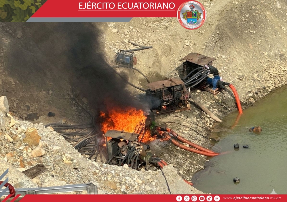 Operación militar debilita estructuras de minería ilegal en Zamora Chinchipe