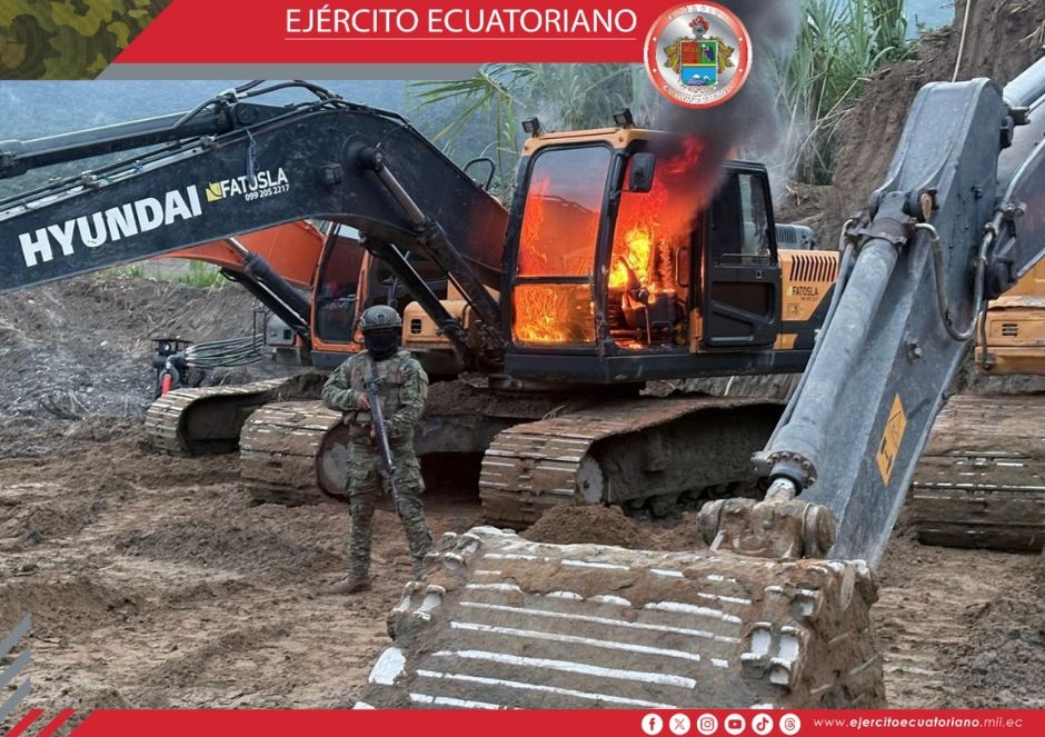Ejército Ecuatoriano da duro golpe a la economía de la minería ilegal en Gualaquiza