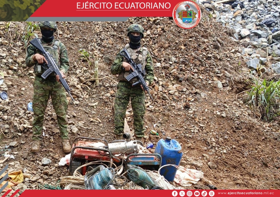 Ejército Ecuatoriano no da tregua a la minería ilegal en el sector El Pablo
