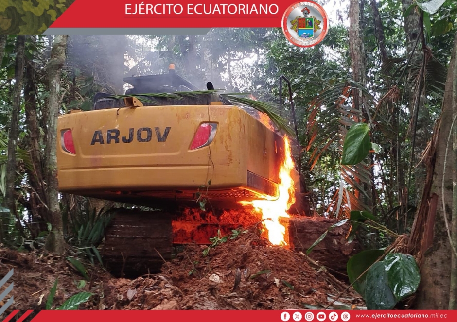 Ejército Ecuatoriano afecta actividades de minería ilegal en Orellana