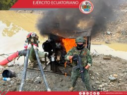 Ejército Ecuatoriano inhabilitó campamento de minería ilegal en Gualaquiza